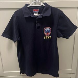 FDNY Official VINTAGE New York City Fire Department Navy Polo Shirt SZ M